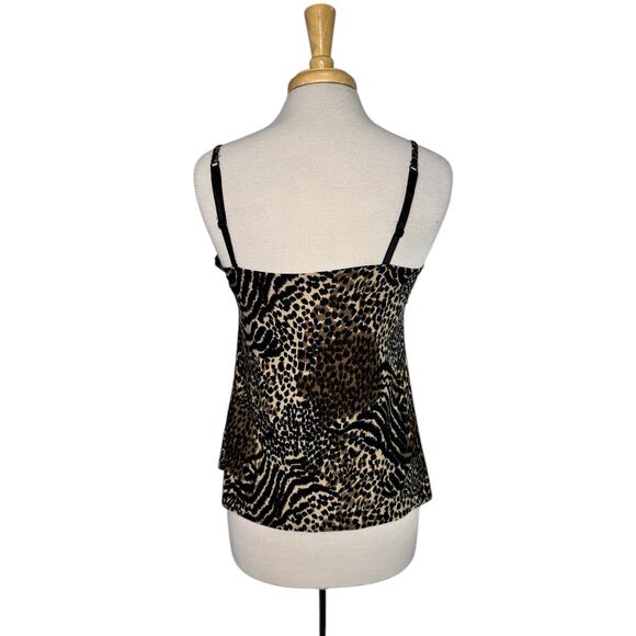 GEORGE Animal Print Lace Cami Tank Top Size Large 12-14 Sleep Pajama Stretch - Picture 3 of 8